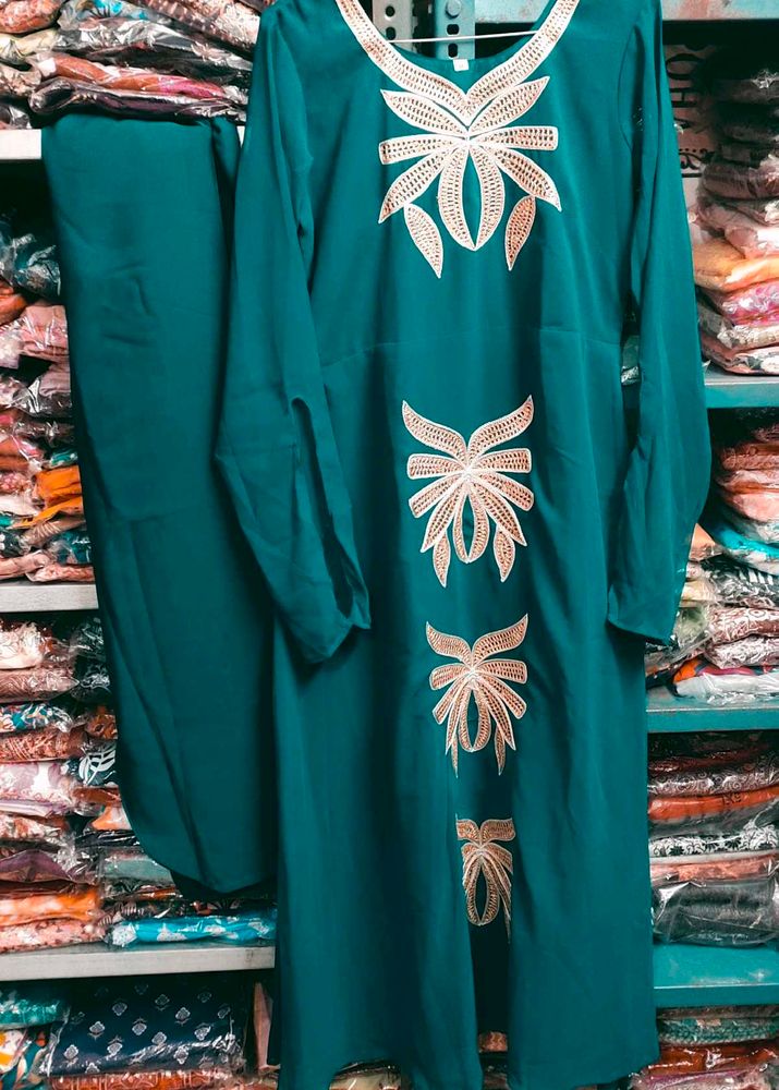 Beautiful Gown Kurti With Stylish Sleeves &amp; Pant