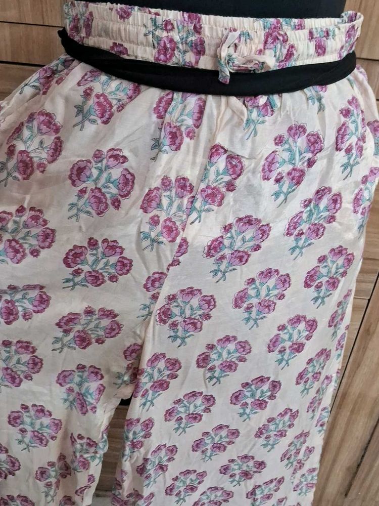 Farida Gupta Flowy Printed Palazo Pants silk blen