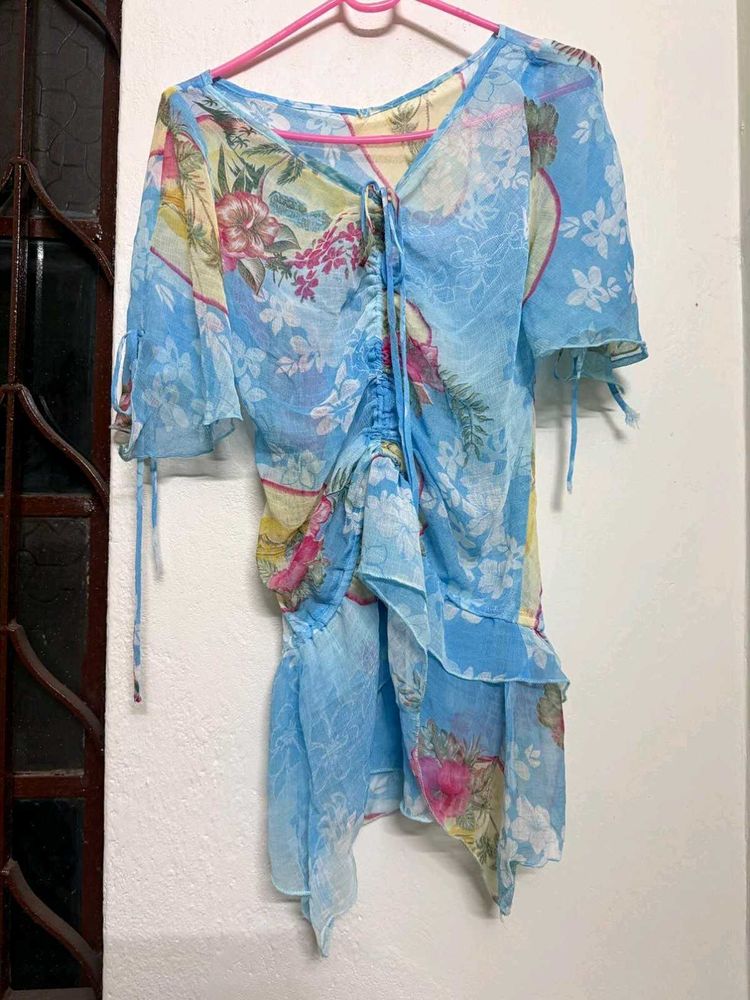 y2k pinteresty vintage asymmetrical floral top🌸