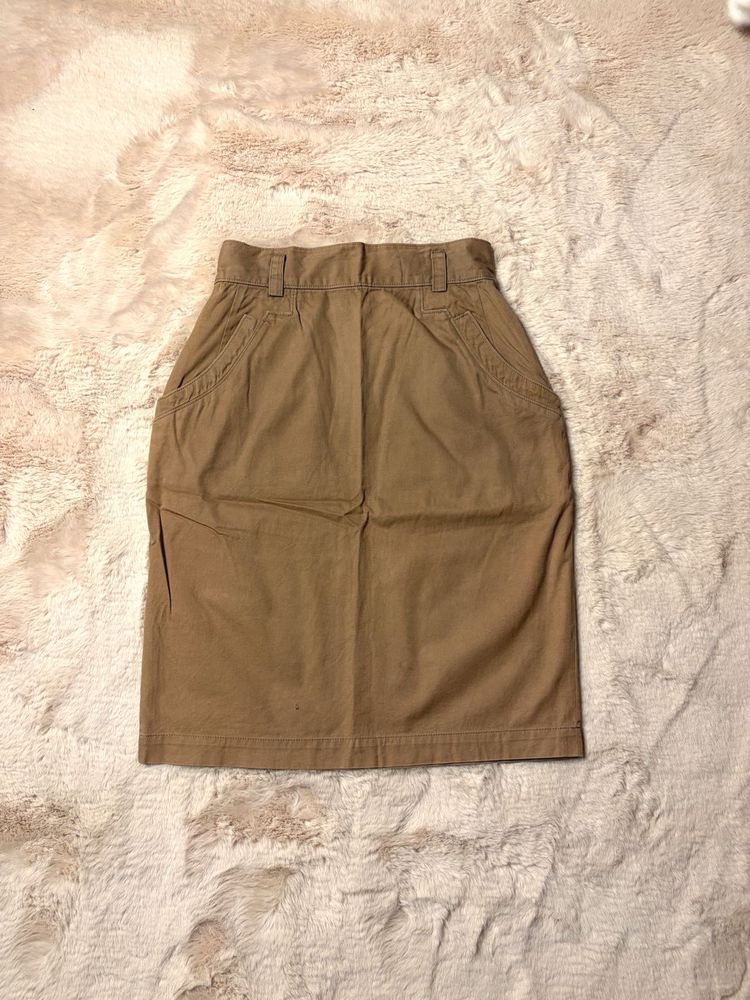 Tan Cargo Skirt With Pockets