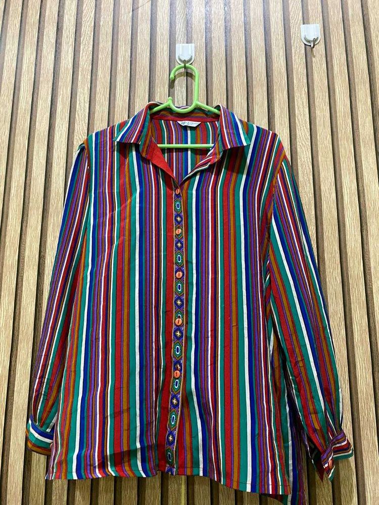 Colorful Striped Button-Up Shirt
