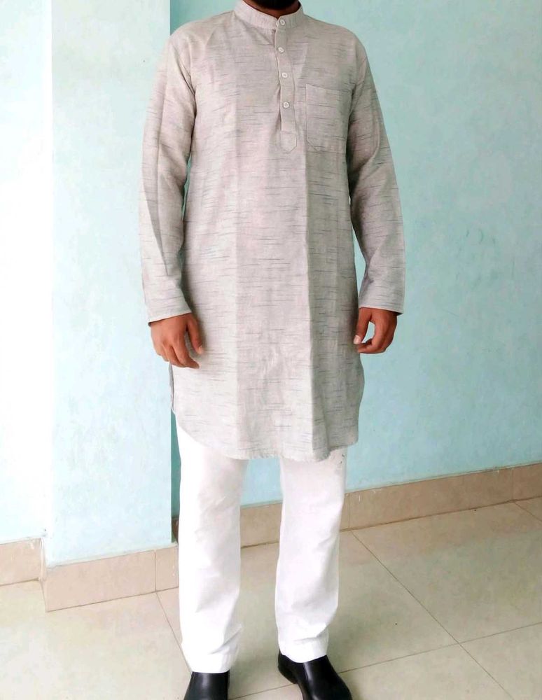 Men's Grey original khadi cotton Kurta 42 size