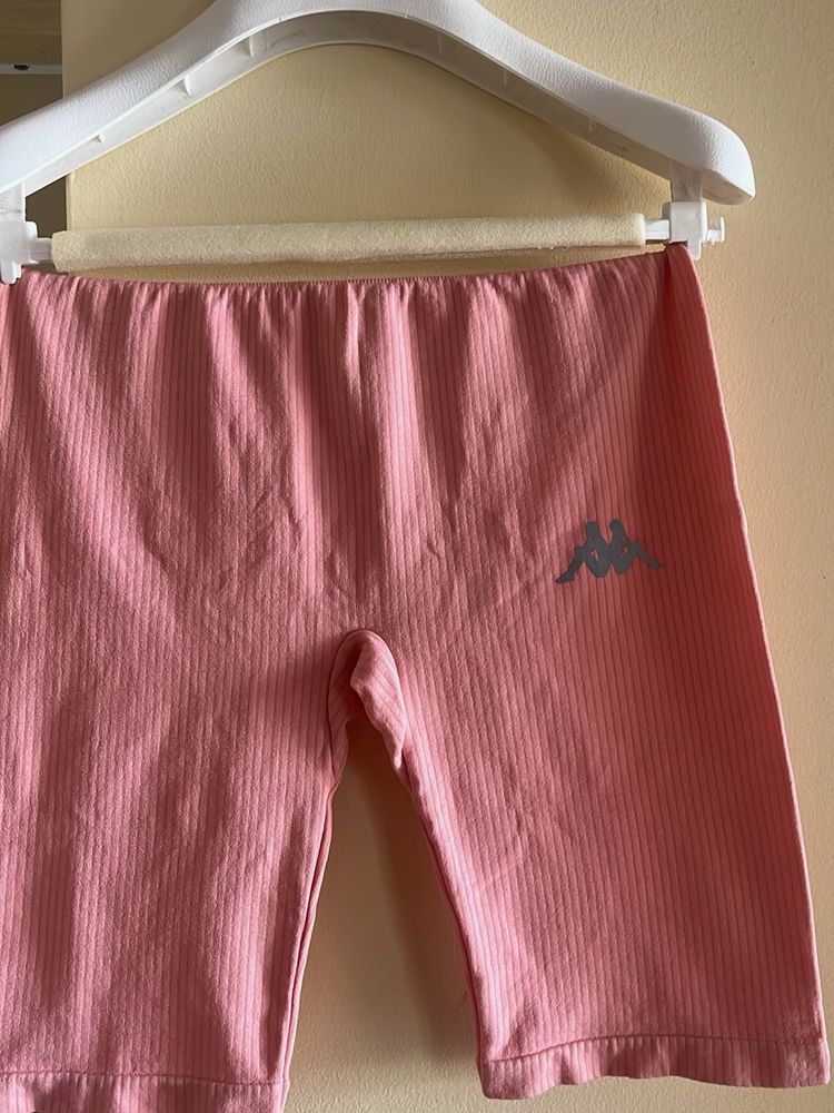 Kappa Pink Ribbed Biker Shorts