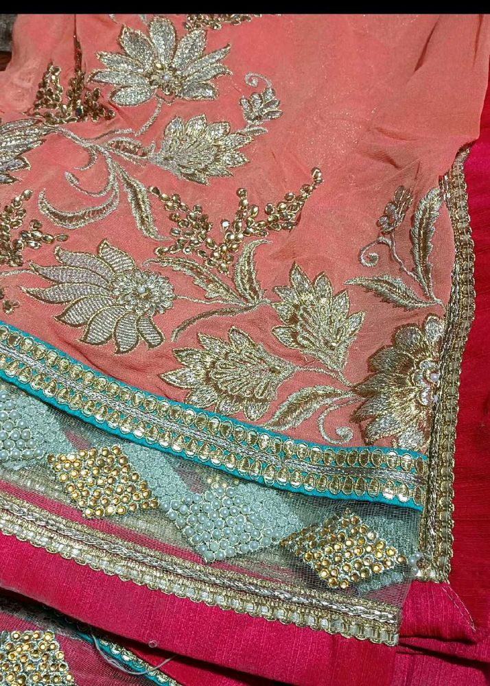 Beautiful Coral Georgette Saree