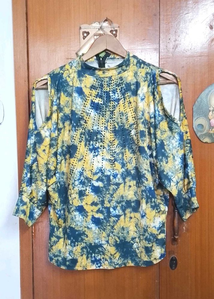 Tie-Dye Cold Shoulder Top
