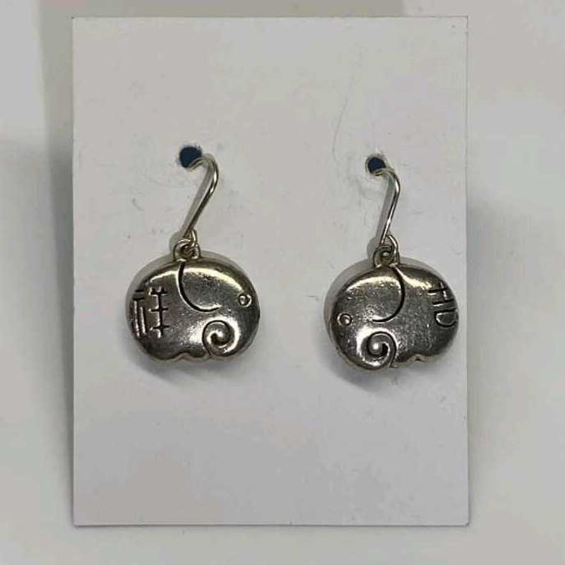Cute Elephant Dangle Earrings Oxidized