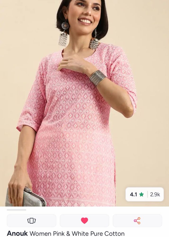 Pretty Pink Chikankari Kurta small size