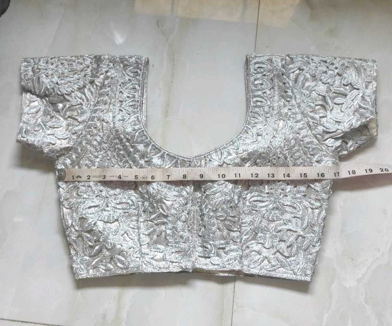 Elegant Silver Embroidered Blouse