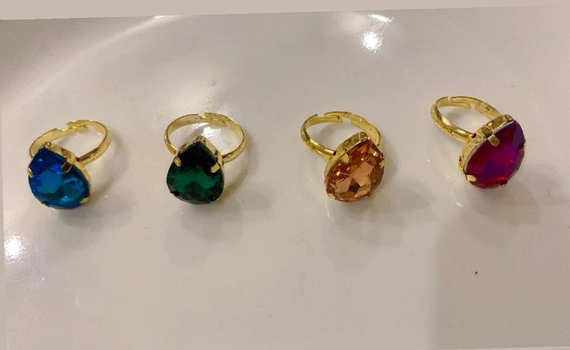 New Colorful Pear Drop Statement Rings