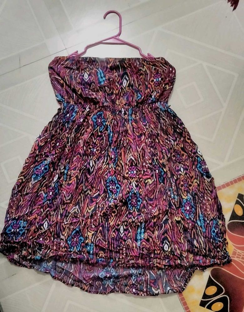 Boho Print Strapless tube Dress