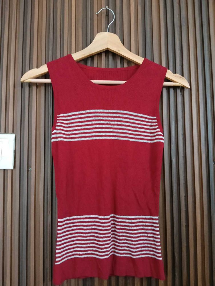Red Striped Sleeveless Top