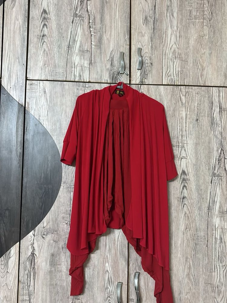 Red Open Front Cardigan(Patiyala with shrug)