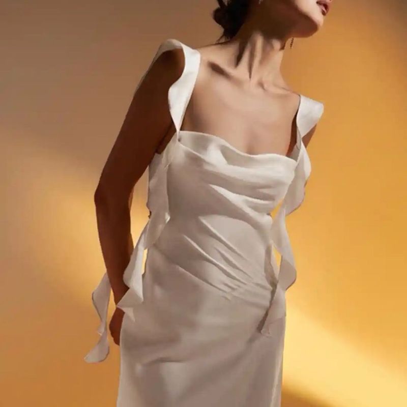 Elegant White Spaghetti Strap Dress