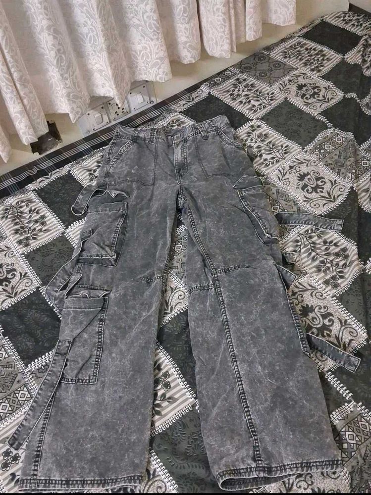 Y2k Grey Washed Baggy Jeans