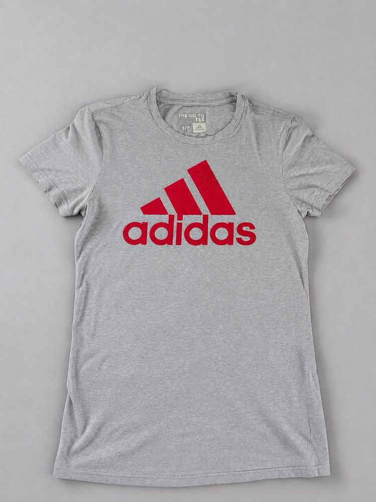 Adidas Grey &amp; Red Logo T-Shirt