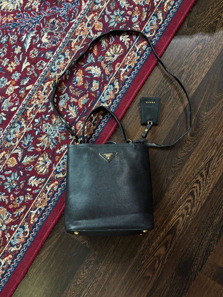 Prada Black Leather Tote Bag