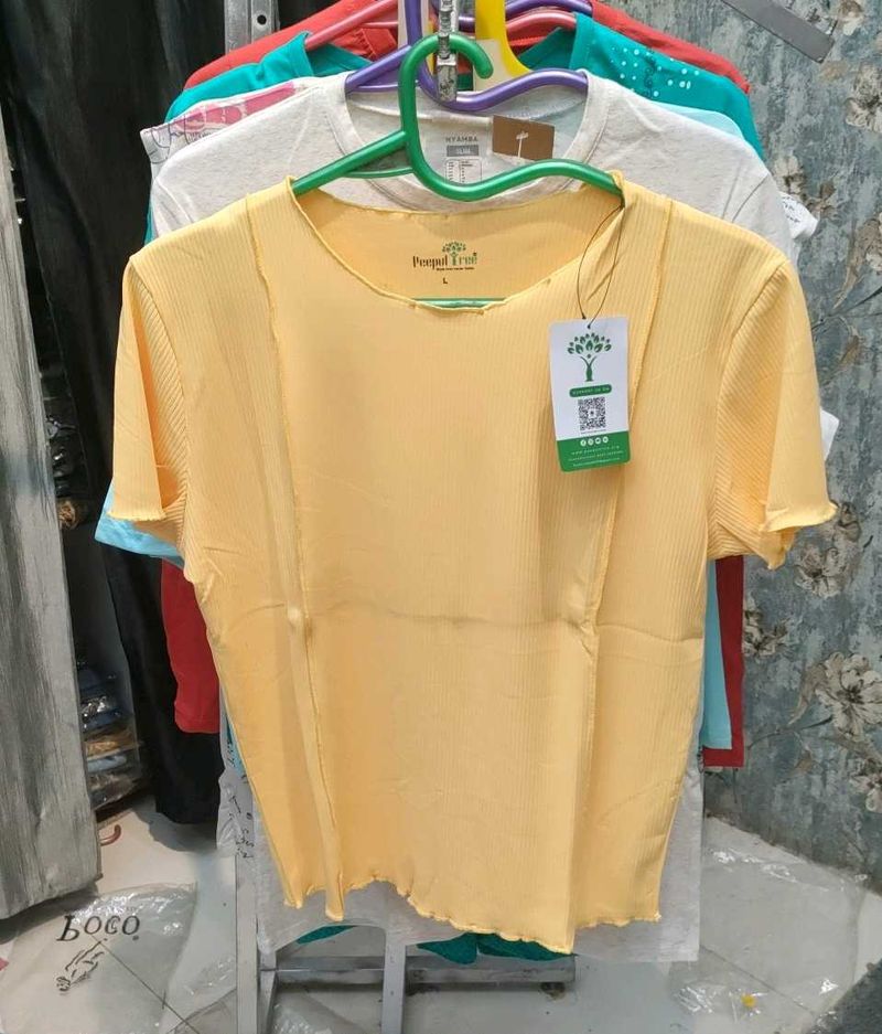 Yellow Ribbed T-Shirt