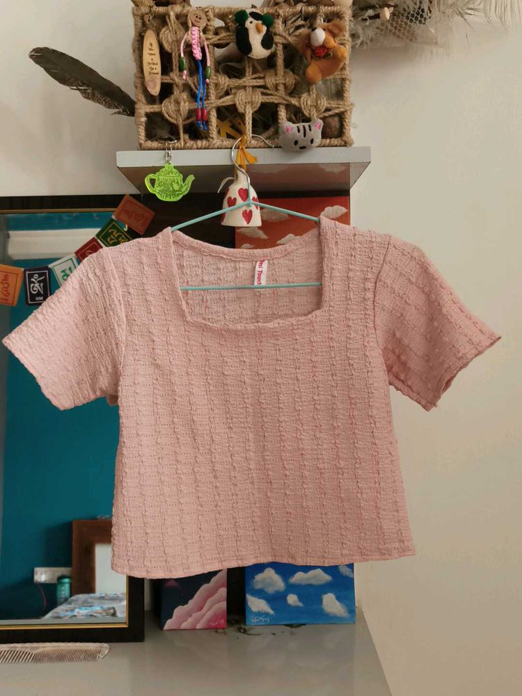 Peace Textured Square Neck Top