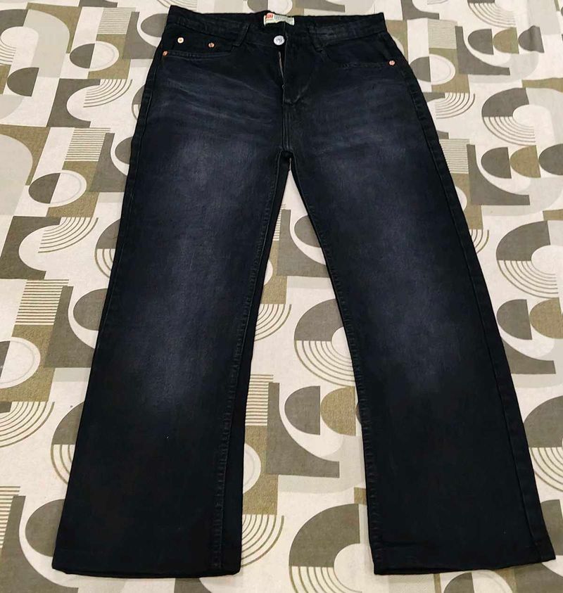 Unisex High Waisted Wide Leg Jeans