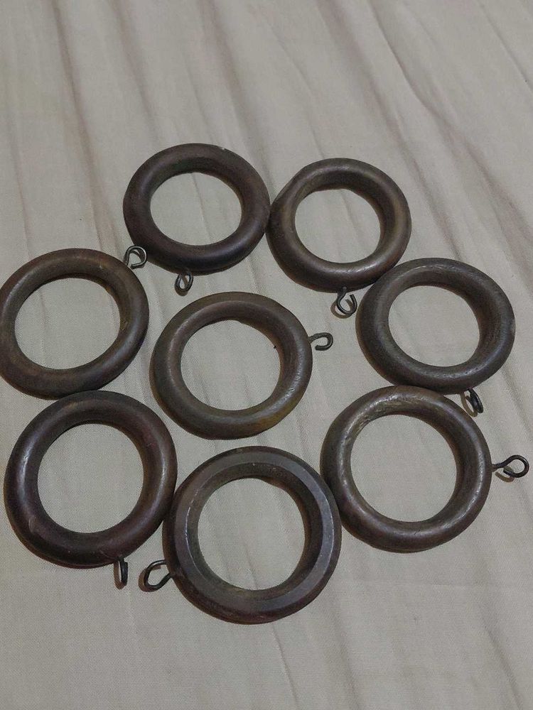 Set of 8 Wooden Curtain Rings