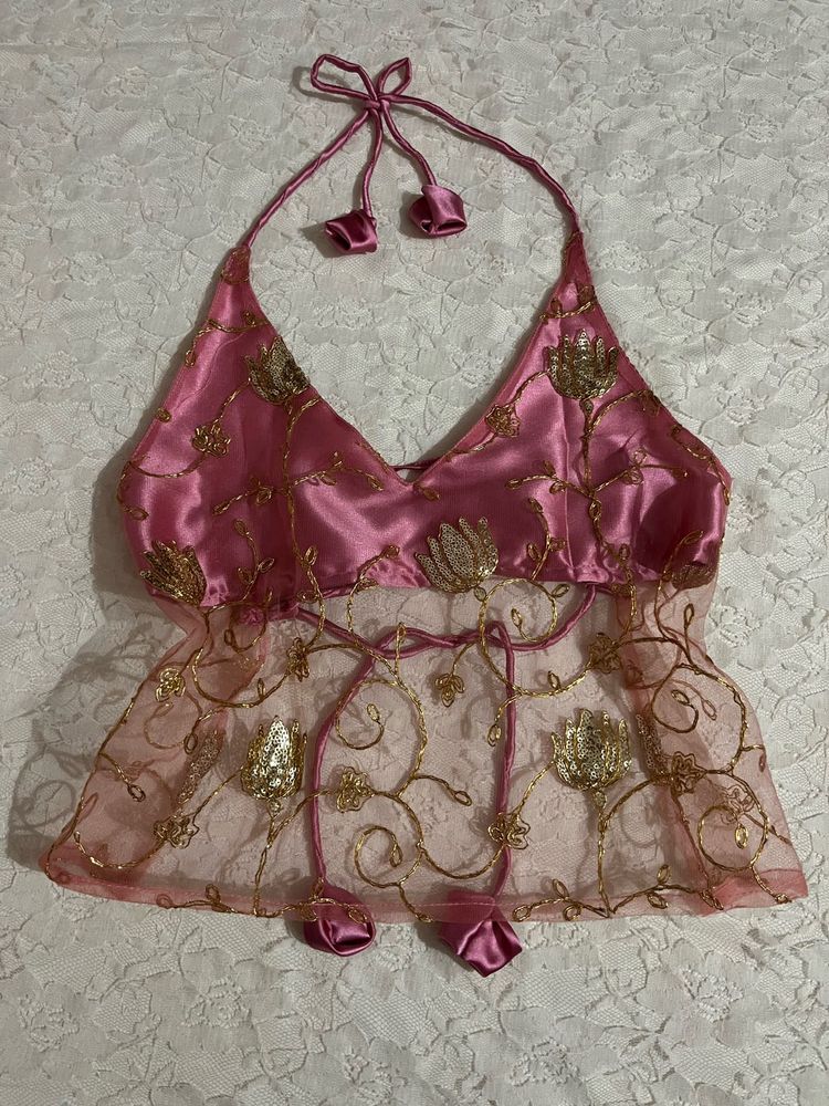 Desi chatpate backless halter top