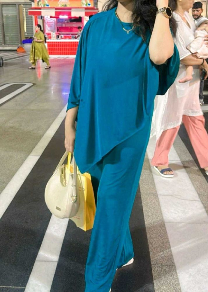 Teal Kaftan Top &amp; Palazzo Set