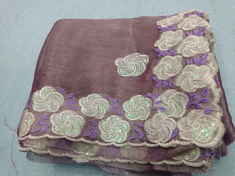 Elegant Floral Embroidered Saree