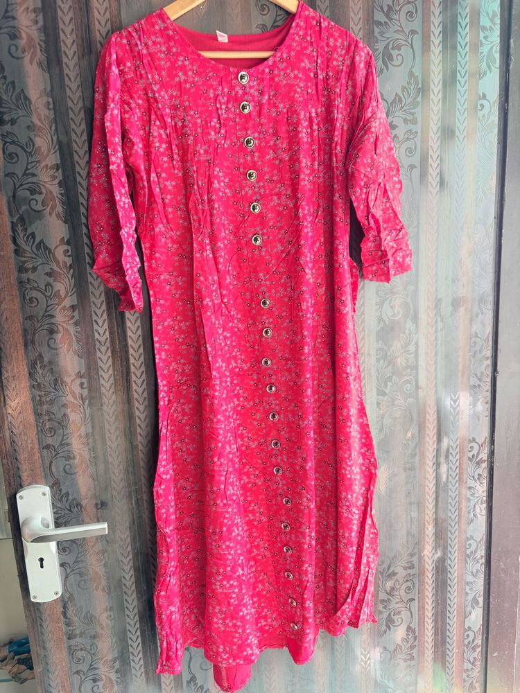 Vibrant red Floral Kurta