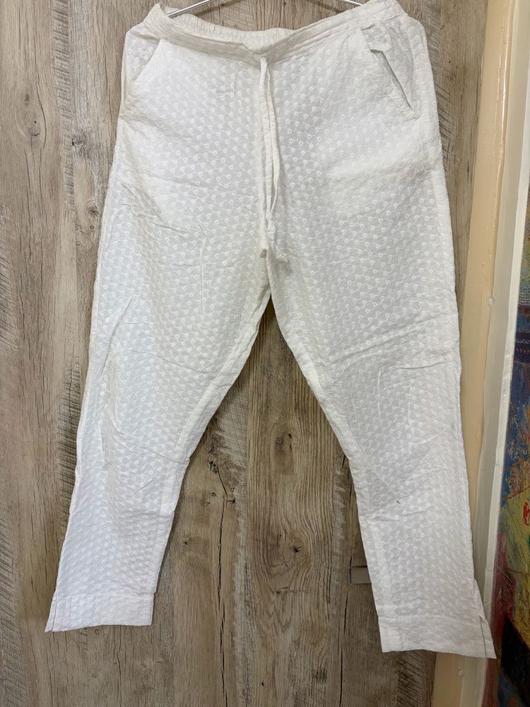 White Textured Palazzos