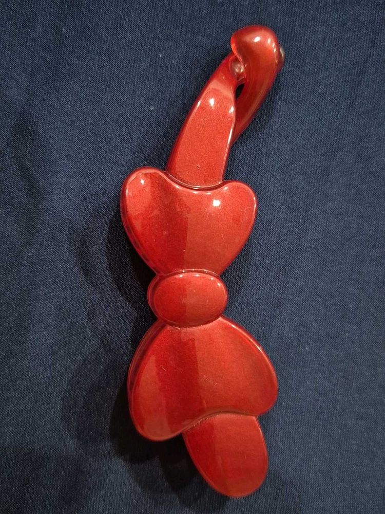 Red Heart Bow Hair Clip