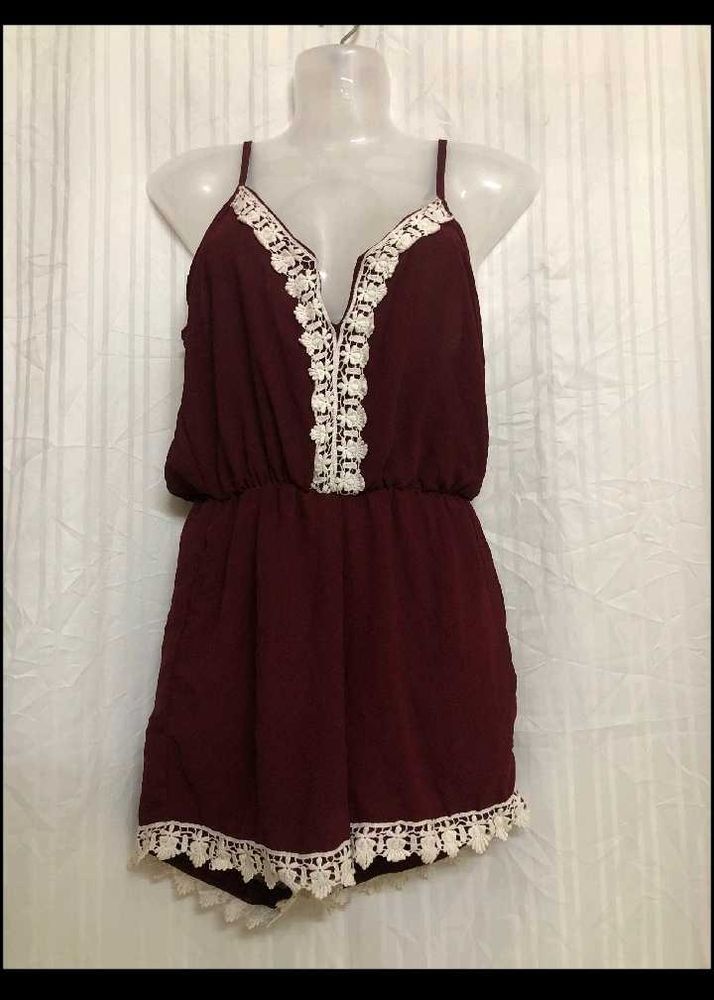 Maroon Lace Y2K jumpsuit