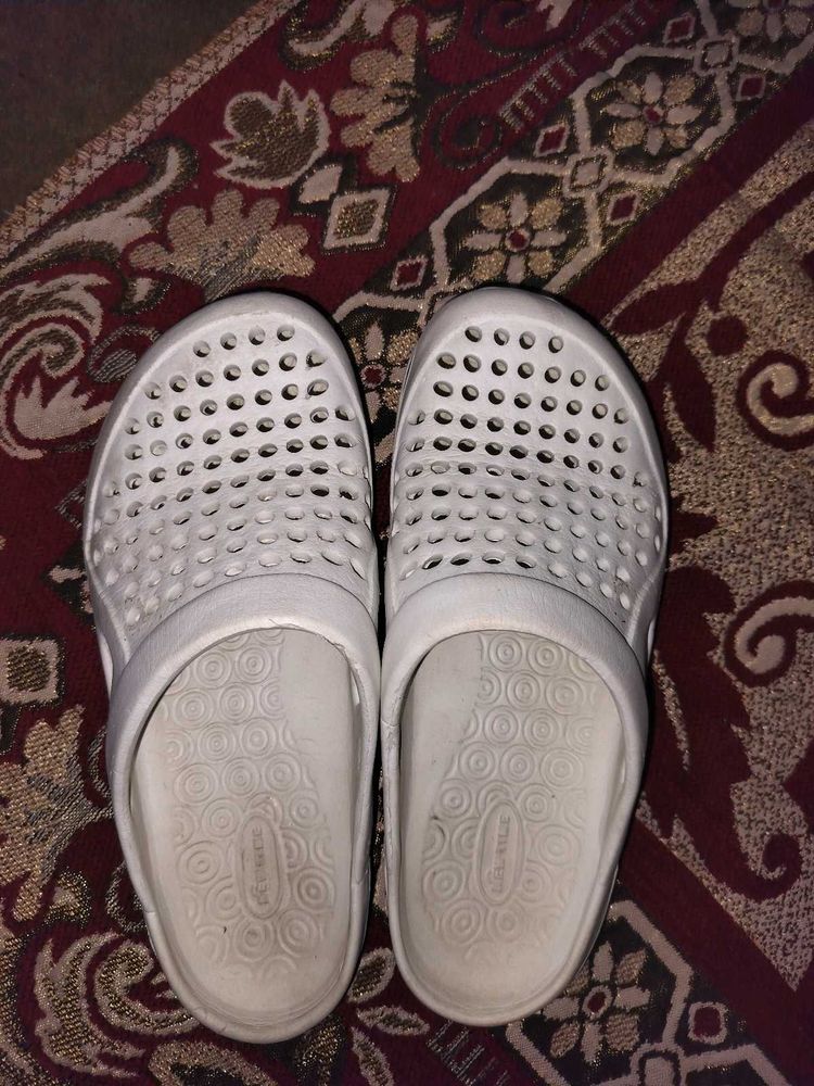 White Perforated Slip-On Clogs