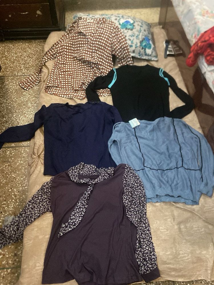 Bundle of Women's Tops 3 cotton. 4 woollen