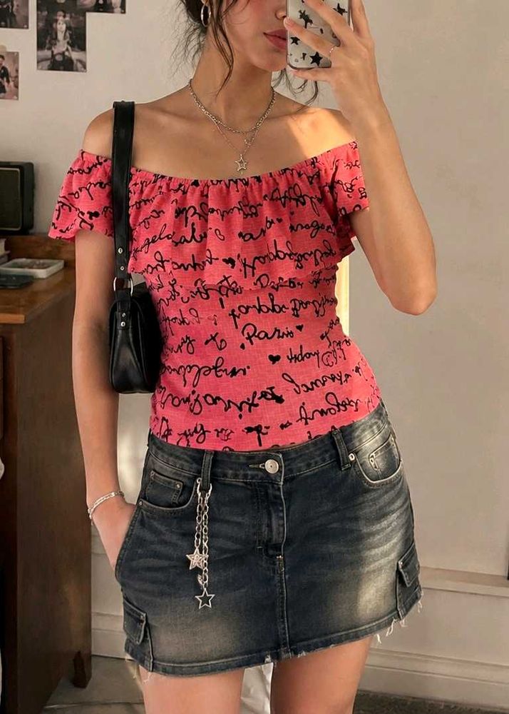 Pantaloons Off-Shoulder pink y2k top