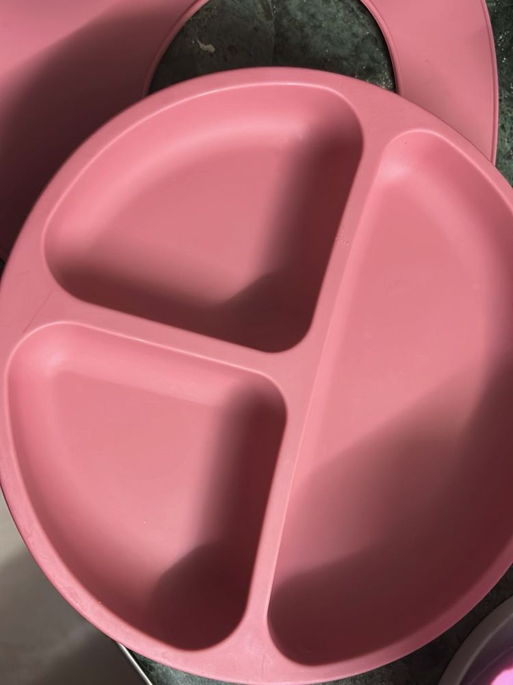 Pink Silicone Toddler Plate and BIB