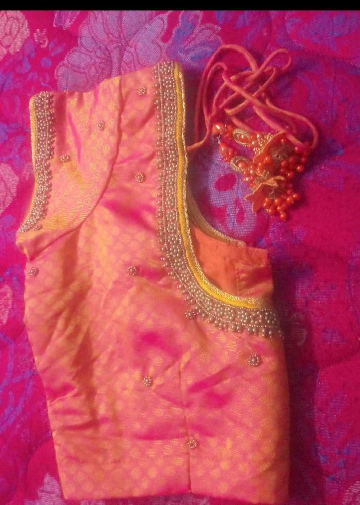 One day offer Double shade Silk  Aari wrk Blouse