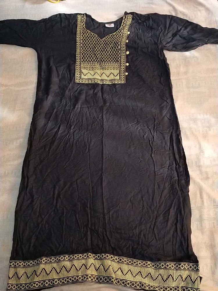 Black Kurta with Golden Embroidery