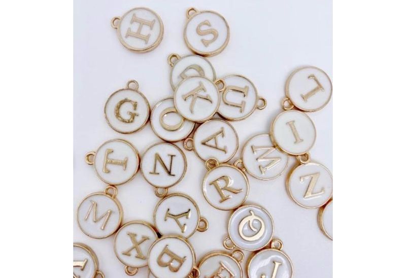 Letter Initial Charms - Gold &amp; White