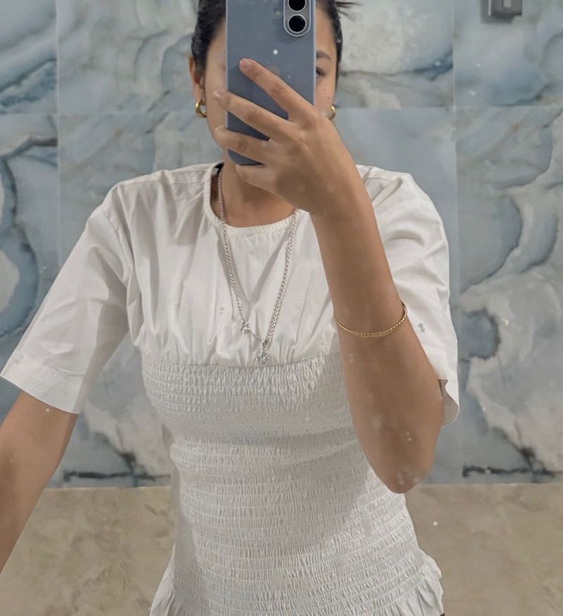 Chic White Smocked Top