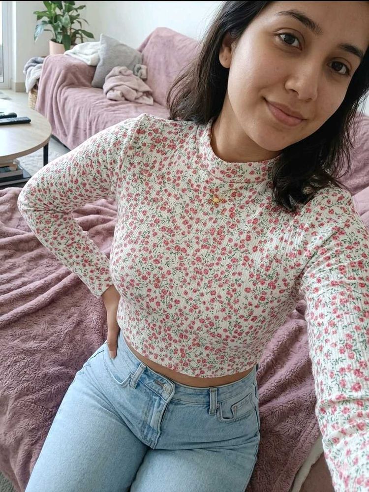 Cute Floral Long Sleeve Top