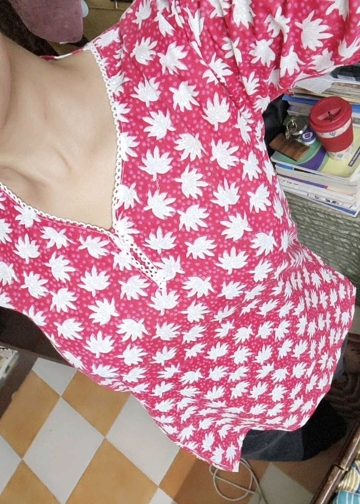 Pink Floral Print Kurta