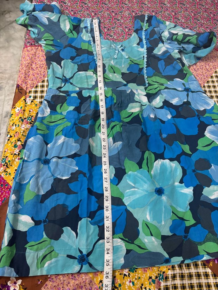 Blue Floral Print Kurta