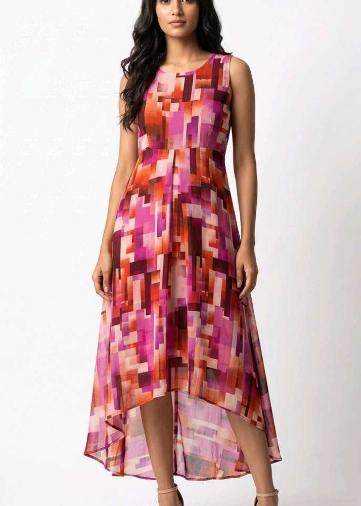 Vibrant Geometric Print Dress😍