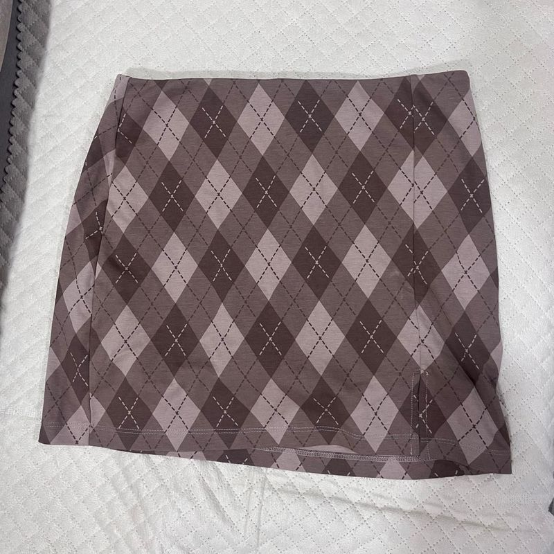 Argyle Print Mini Skirt