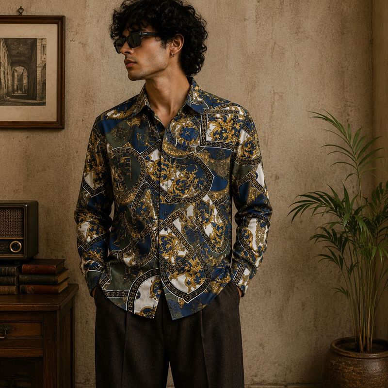 Baroque Gold Print Shirt | Versace Vibe