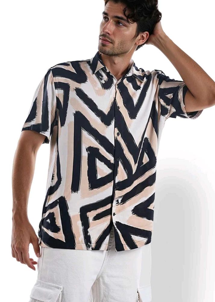 Celio Abstract Print Men's Shirt, OverSize