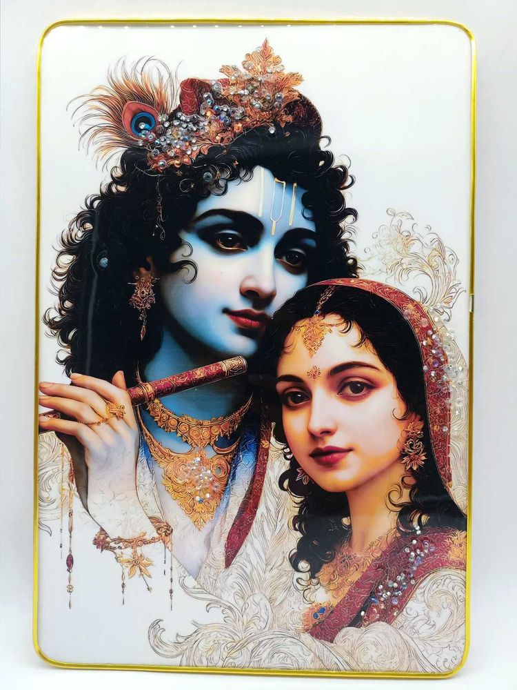Krishna Radha crystal bubble frame 12x18 inch