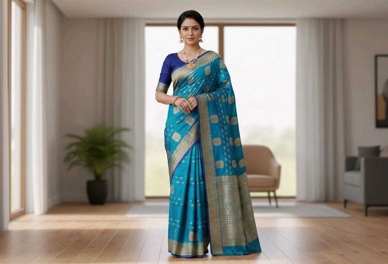 iridescent green and blue saree never used