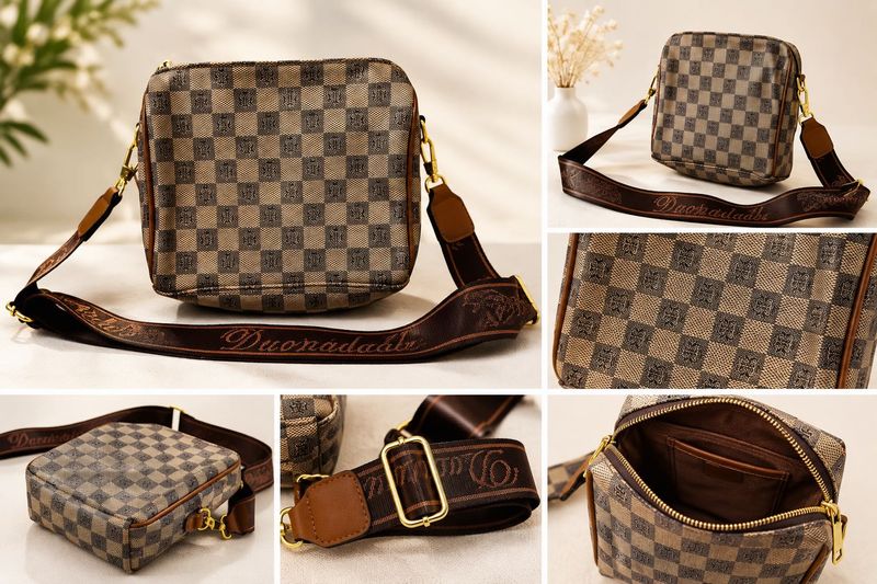 Designer Checkered Crossbody Bag