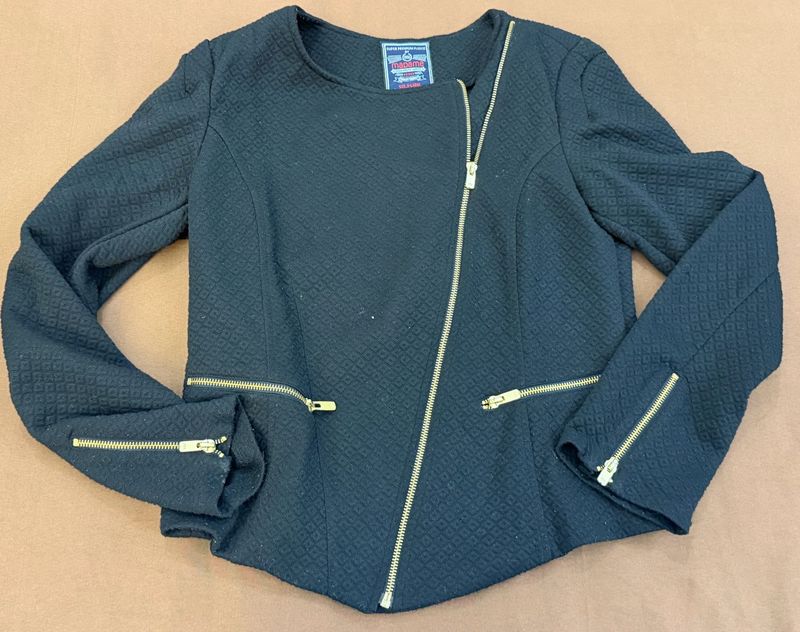 Black Textured Moto Jacket
